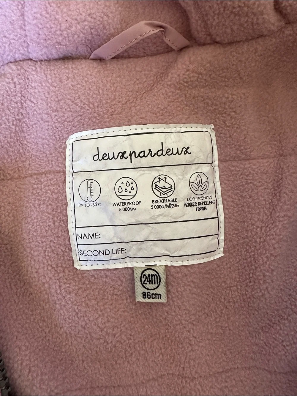 Deux par Deux | Puffy One Piece Baby Snowsuit in Dusty Pink